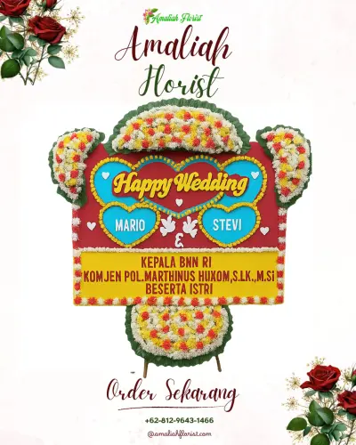 Karangan Papan Bunga Pernikahan di Pemaron